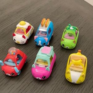 Set of 6 Shopkins cutie cars with characters